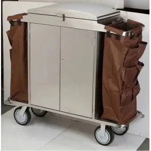 Stainless Steel Rectangular Hand Push Linen Cart Linen Bag One Hotel Cleaning Service Cart Guest Room Dirty Linen Oxfort Cart