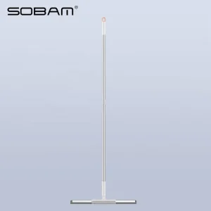 Stainless Steel Rod Broom with Removable Silicone Head, Stiff Bristles, and PP Dustpan