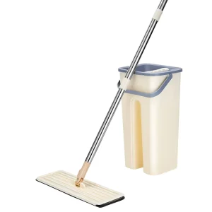 Stainless Steel Rod Microfiber Non-Hand-Wash Mop with Automatic Squeeze Bucket
