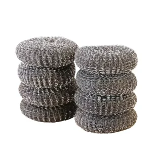 Stainless Steel Round Kitchen Scourer with Brass Mesh