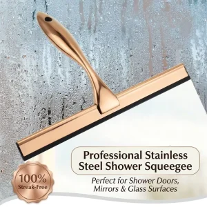 Stainless Steel Shower Squeegee with Silicone Blade for Windows, Mirrors, and Bathroom Glass