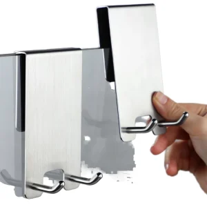 Stainless Steel Shower Towel Hooks Squeegee Holder Frameless Glass Shower Door 2 Packs