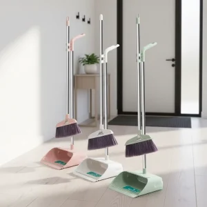Stainless Steel Soft Indoor Outdoor Cleaning Set with PP Broom Stick and Dustpan