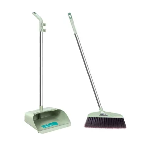 Stainless Steel Soft Indoor Outdoor Cleaning Set with Plastic Broom and Dustpan