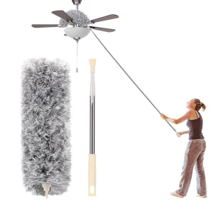 Stainless Steel Telescopic Extendable Microfiber Duster with Changeable Head