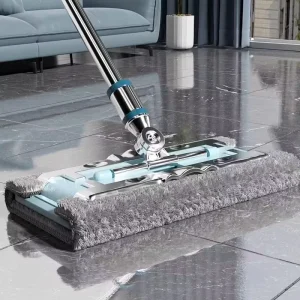 Stainless Steel Telescopic Flat Mop Microfiber Fabric Rotating Head Wet Dry Mop Towel Holder