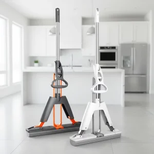 Stainless Steel Telescopic Pole Mop with Reusable Microfibre Fabric Head for Wet/Dry Cleaning