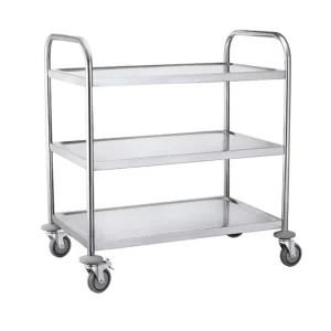 Stainless Steel Trolley Commercial Heavy Duty Mobile Hotel Room Service Multi Functional Cart Suitable for Rail and Air Travel