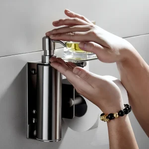 Stainless Steel Wall Mount Hand Sanitizer Luxury Soap Dispenser with Liquid Pump for Bathroom for Hotel Applications