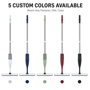 Stainless Steel Wet/Dry Floor Cleaning Spray Mop Set with Refillable Bottle and Extra Microfiber Pads