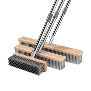 Stainless Steel Wire Floor Brush with Telescopic Long Handle for Kitchen and Toilet Cleaning