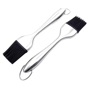 Stainless Steel and Silicone Oil Brush with Metal Handle for Barbecue and Outdoor Cooking
