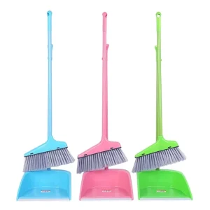 Stand-Up Broom and Dustpan Set for Floor Cleaning