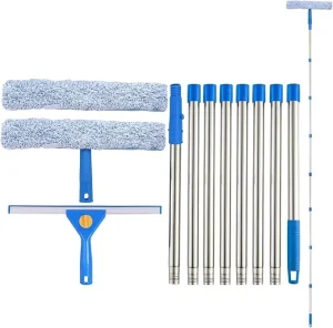 Standard Window Squeegee 2 in 1 Window Cleaner with Poles Window Washing Kit Multi Use Cleaning Tool