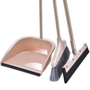 Steel Broom Set Home Dustpan Combination Non stick Hair Sweeping Scraping Floor Wiper Plastic Handle Single Hard Bristles