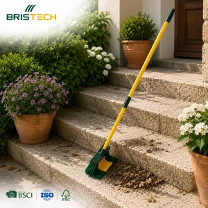 Steel Floor Wooden Concrete Heavy Duty Outdoor Patio Brooms Rake 2 in 1 Gardening Supplies