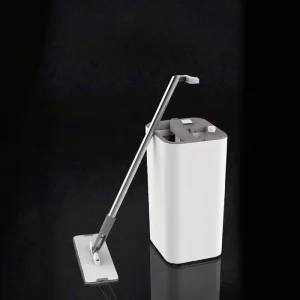 Steel-Pole Microfiber Mop and Bucket Set with 2 Washable Pads, Self-Wringer, and Extendable Handle