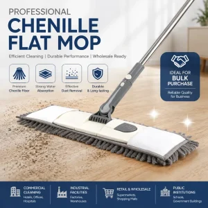 Steel Telescopic Rod Thickened Premium Chenille Flat Dust Mop for Indoor Household Floor Cleaning