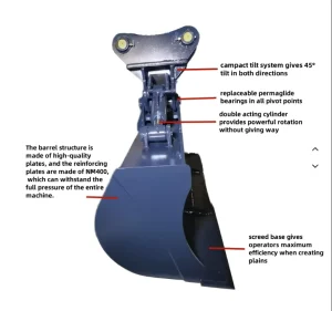 Steel Tilting Bucket for Farm Industries 3-30T Excavators Crusher & Mud Bucket