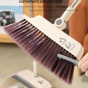 Stocked Folding Broom and Dustpan Set for Convenient Home Cleaning