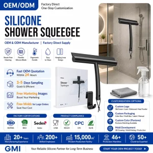Streak Free Shower Squeegee Silicone Blade Glass Cleaner T Handle Bathroom Window Door Wiper With Hook Quick Dry