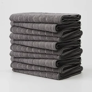 Striped Microfiber Kitchen Cleaning Cloth Super Absorbent Thick Reusable Dish Towel With Hanging Loop Lint Free Wiping Rag