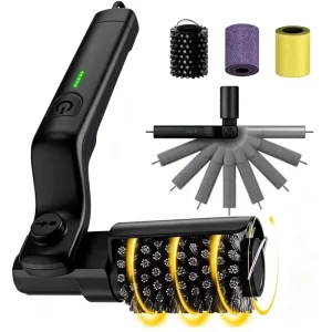 Sturdy Electric BBQ Grill Brush Motorized Long Handle IPX7 Wet Dry Stainless Steel Waterproof Cordless Scrubber for Barbecuing