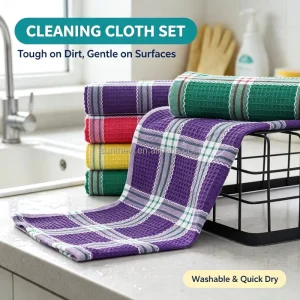 Stylish Printed Checkered Tea Towel Absorbent Kitchen Cleaning Cloth From Factory Supply