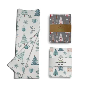 Sublimation Printed Floral Kitchen Tea Towel Cotton Linen Blend Custom Logo High Absorbency Quick Dry Eco-Friendly Promotional