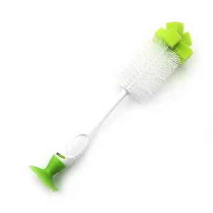Suction Cup Baby Bottle Brush with Long Handle, Sponge and Nylon Bristles