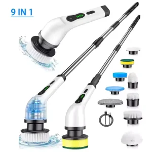 Sunshine Electric 9 Head Cordless Power Scrubber Replaceable ABS Household Cleaning Brush Eco Friendly Car House Plastic