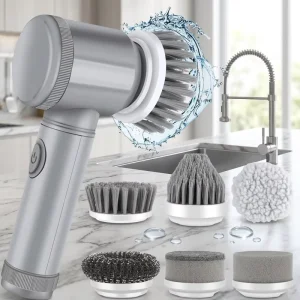 Sunshine Portable USB Rechargeable High Plastic Handle Eco Friendly Power Cleaning Brush Electric Dish Scrubber for Household