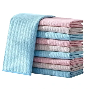 Super Absorbent Square Microfiber Cloth for Fish Scale Glass Kitchen Cleaning Thickened Window Cloth Towel for Streak Free