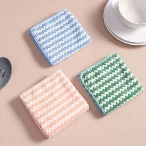 Super Absorbent Stripe Microfiber Dish Cleaning Lint Free Dishwashing Cloth Kitchen Towels