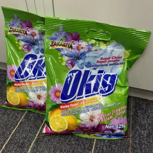 Super Clean Ability 425g Size Washing Powder Floral Fragrance Okig Brand Detergent Soap Powder