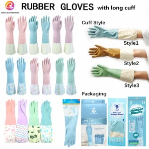 Super Long 42cm Reusable Household Latex Gloves Lining S M L Size Cleaning Kitchen Dishwashing Gardening Laundry Rubber Gloves