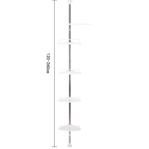 Suppliers Custom Free Standing Adjustable Corner Shower Shelf Tension Pole Telescopic Shower Standing Shelf Plastic