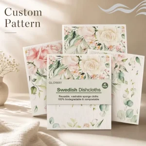 Swedish Dishcloth Cellulose Sponge Cloth 4 Pack Custom Printed Biodegradable Reusable Absorbent Kitchen Cleaning Dish Rag Towel