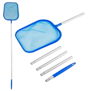 Swimming Pool Cleaning Tools Accessories Shallow Leaf Skimmer Net with 5 Section 48 Inch Removable Telescopic Poles