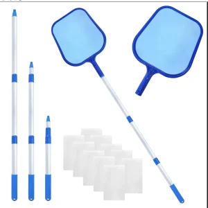 Swimsuit-friendly Adjustable Telescopic Pole and Fine Mesh Net Leaf Skimmer Rake Pool Cleaning Tools for Sale