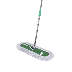 Swivel Cotton Yarn Dust Mop with Green Base Metal Handle for Home Office Hotel Commercial Floor Cleaning