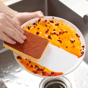 Sword-Shaped Wood Pulp Scouring Pad 20 mm Thick Household Kitchen Water-Absorbent Dishcloth Double-Sided Sponge