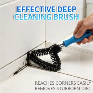 T-Shape Dual-Head Cleaning Brush with Blue Plastic Handle and Twisted Steel Bristles