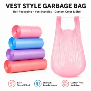 T-Shirt Garbage Bag Heavy Duty Drawstring Trash Can Liner Leak Proof Kitchen Household Commercial Bulk HDPE