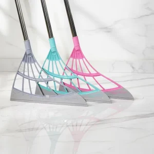 TPR Squeegee Window Cleaning Mini Floor Squeegee Rubber Wiper with Plastic Handle Soft Bristles