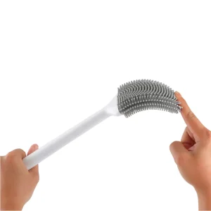TPR Toilet Scrub Brush with Drainable Base and Adhesive Hook for Vertical Wall Hanging