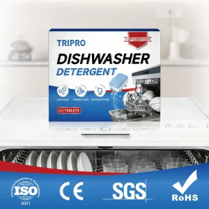 TRIPRO Disposable Solid Dishwasher Detergent Tablets 30 50% Active Ingredients Cuts Grease Rinses Sparkling Deodorizing Effect