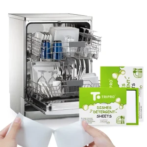 TRIPRO Eco Friendly Solid Dishwasher Sheets Mild Formula Biodegradable Dishwashing Tablets High Active Ingredient