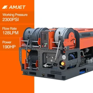 TS15128 Drain Pipeline Cleaner 2300psi 128lpm 190HP 2-24 inch Municipal Sewer Cleaning Machine with 50m Hose