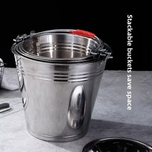 TX10218 16-20L Large Capacity Commercial Metal Ice & Water Bucket Thickened Lid Portable for Hotels